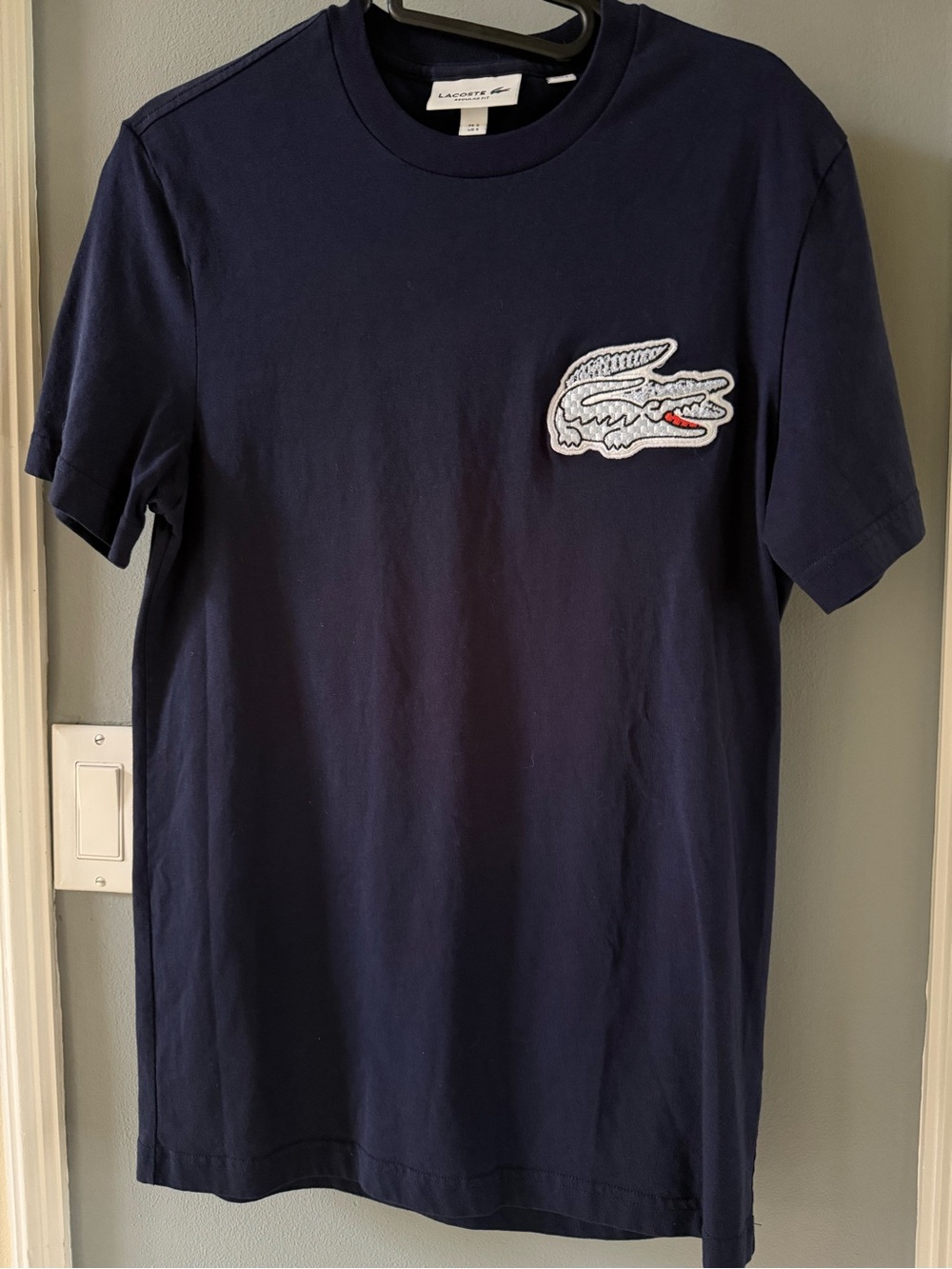 Lacoste Navy Short-Sleeve Tee with Crocodile Patch new with no tag.